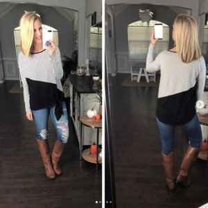 Black white striped A-lined top